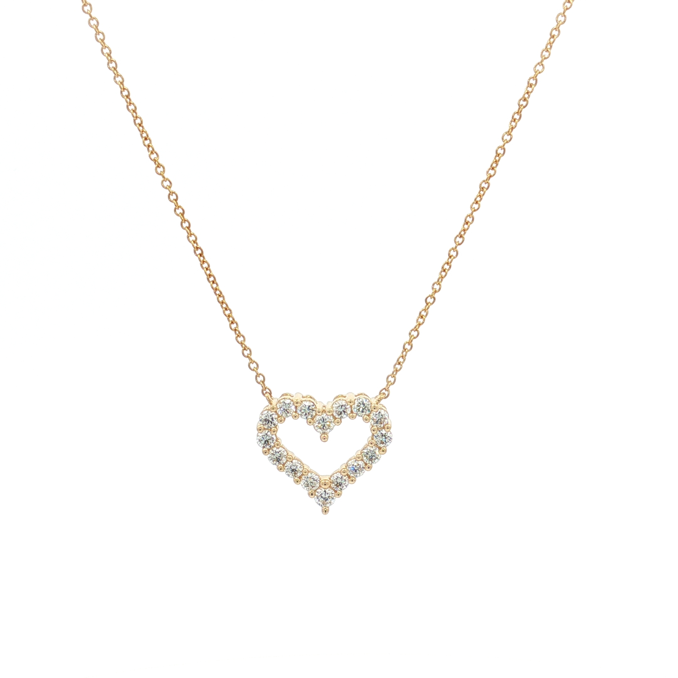 14K Yellow Gold Heart Pendant Necklace With 0.50ct Lab-Grown Diamonds, Size 18 