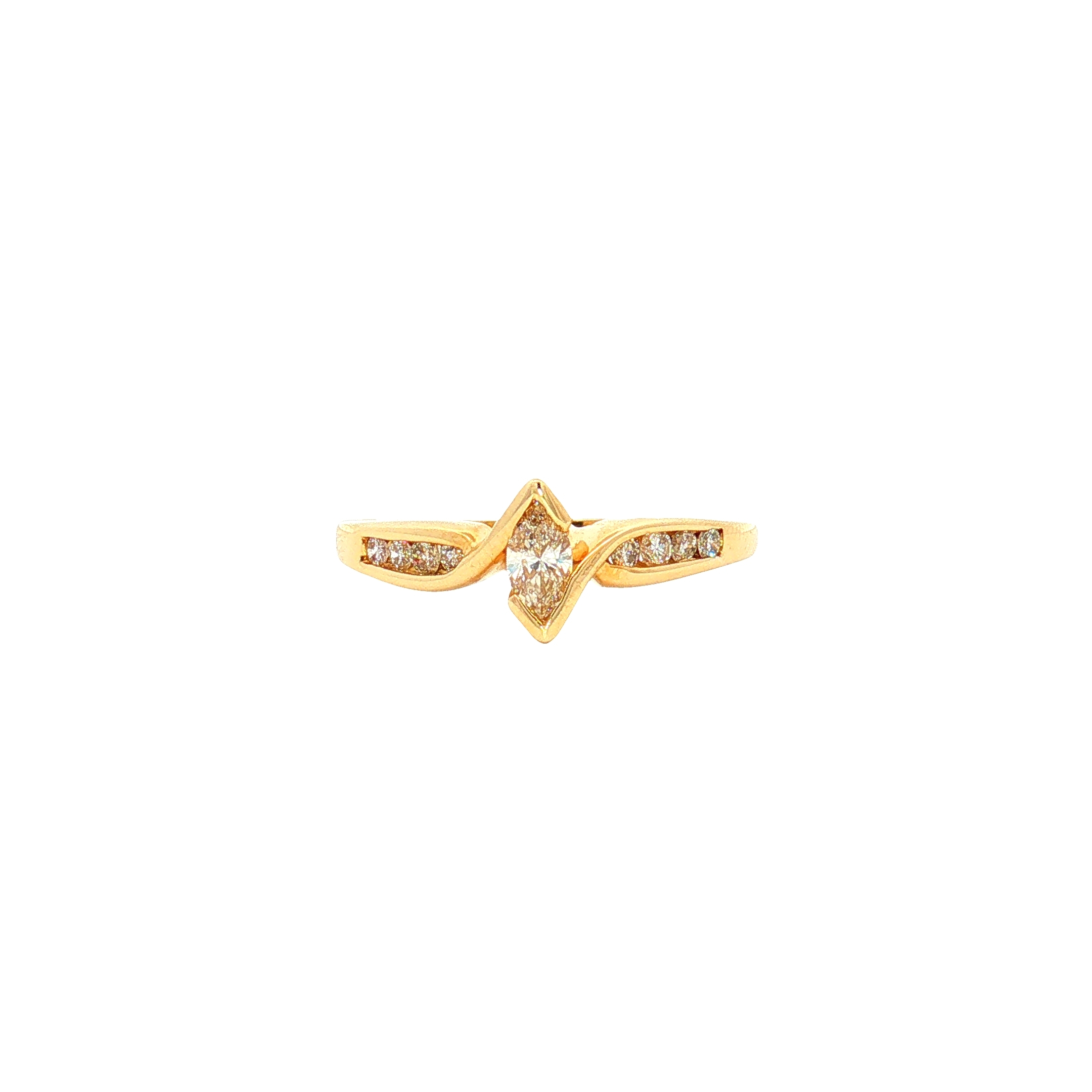 14K Yellow Gold Marquise Diamond Bypass Ring with Diamond Accents, Size 10