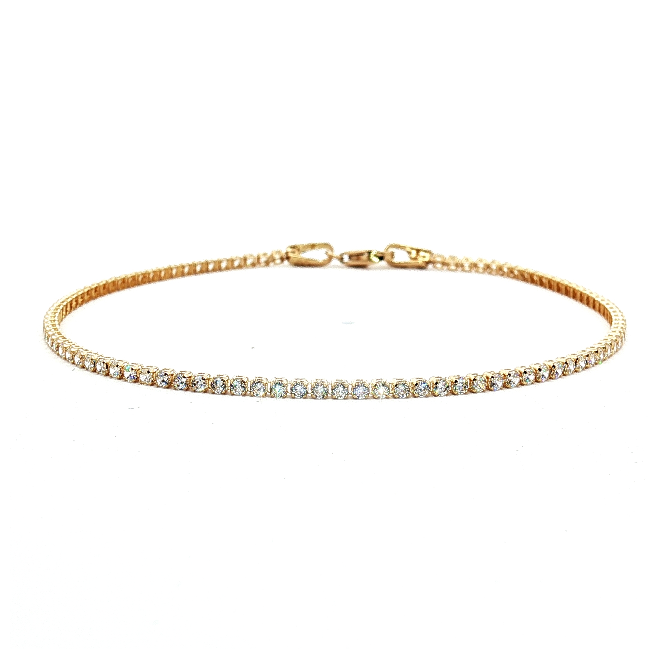 14K Yellow Gold Mini Tennis Bracelet with Cubic Zirconias, Size 7.5