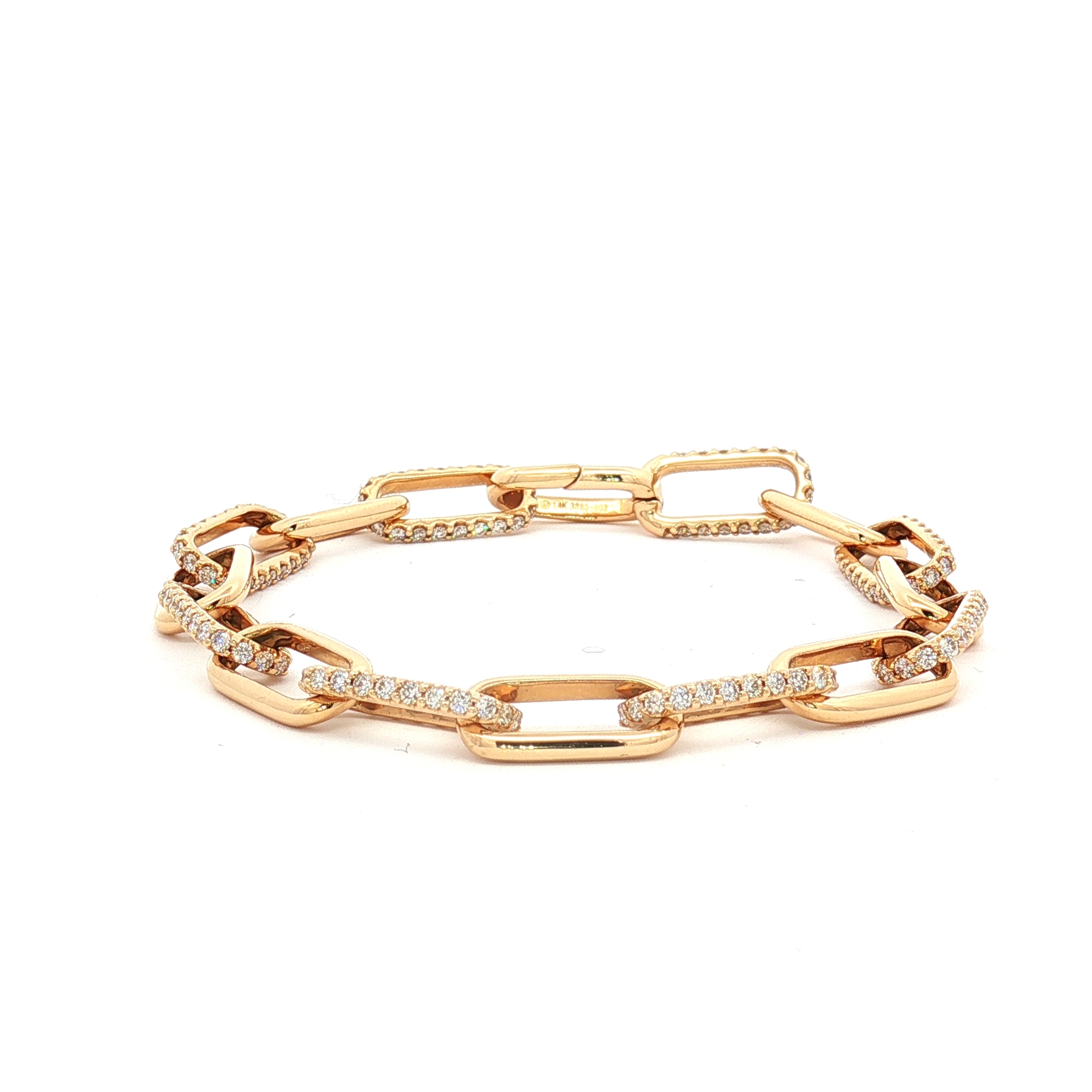 14K Yellow Gold Paperclip Link 1.51ct Natural Diamonds Bracelet,  Size 7