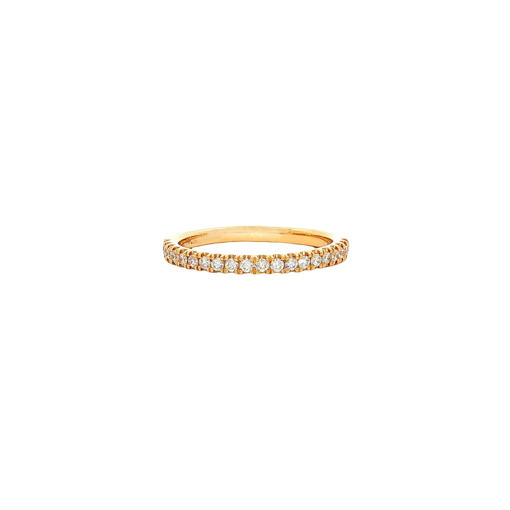 14K Yellow Gold Pavé 0.25ct Natural Diamond Wedding Band, G Color, VS2 Clarity, Size 6.5