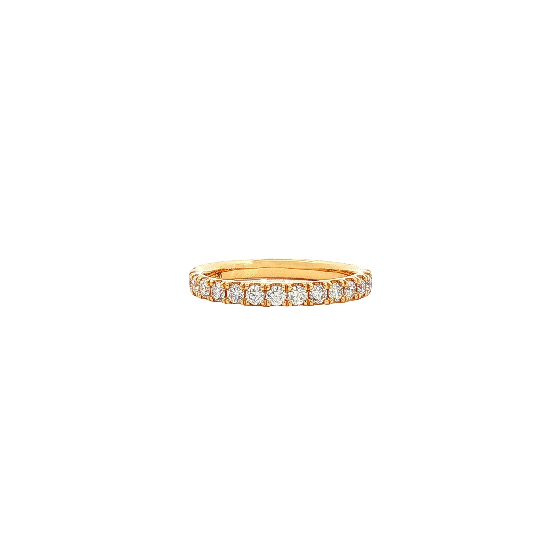 14K Yellow Gold Pavé 0.53ct Natural Diamond Wedding Band, G Color, VS2 Clarity, Size 6.25