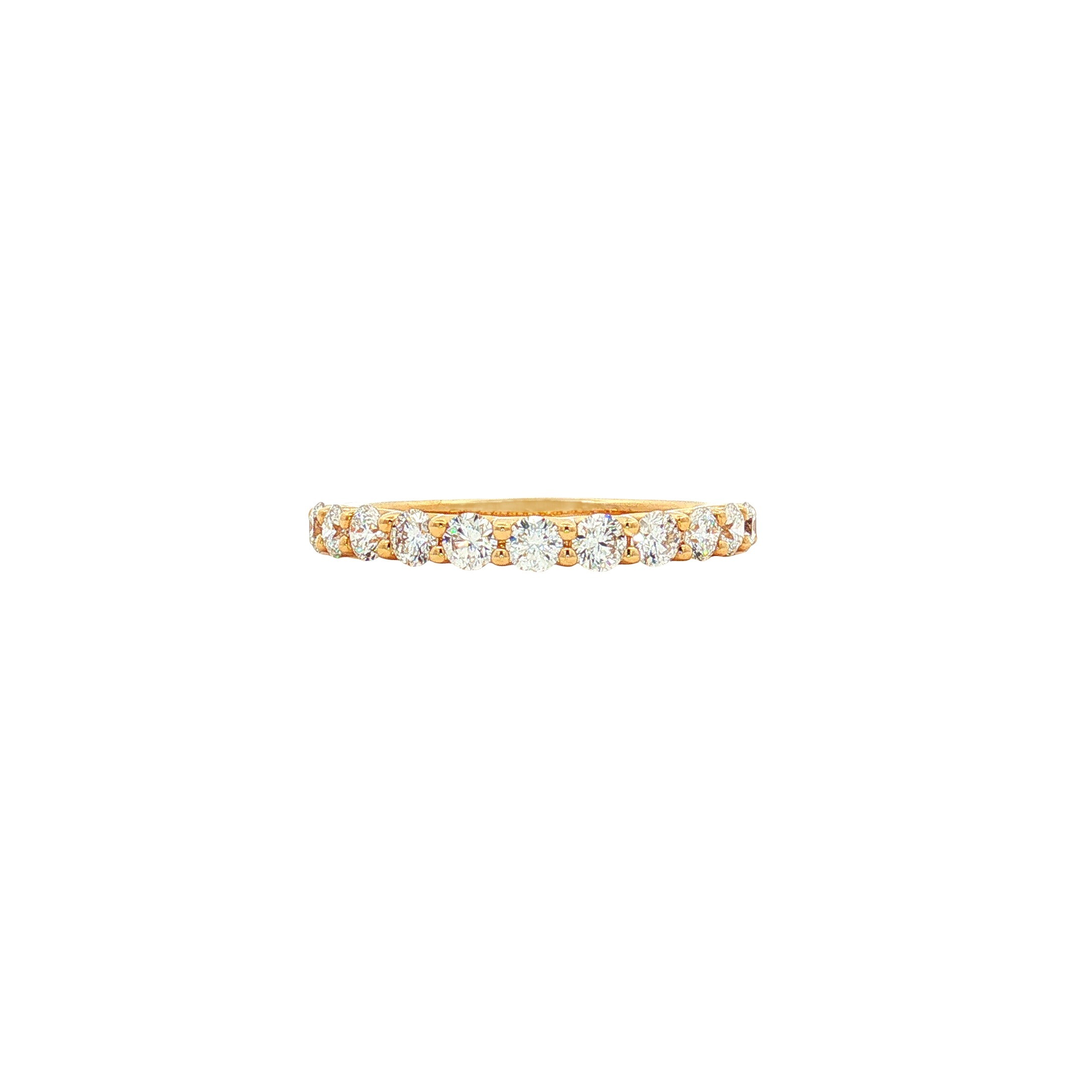 14K Yellow Gold Pavé 0.75ct Natural Diamond Wedding Band, G Color, VS2 Clarity, Size 6.5