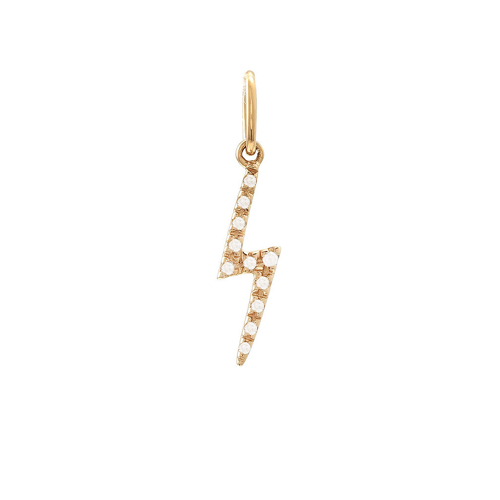 14K Yellow Gold Petite Lightning Pendant with 0.03ct Natural Diamonds, ( 18.1mmx4mm)