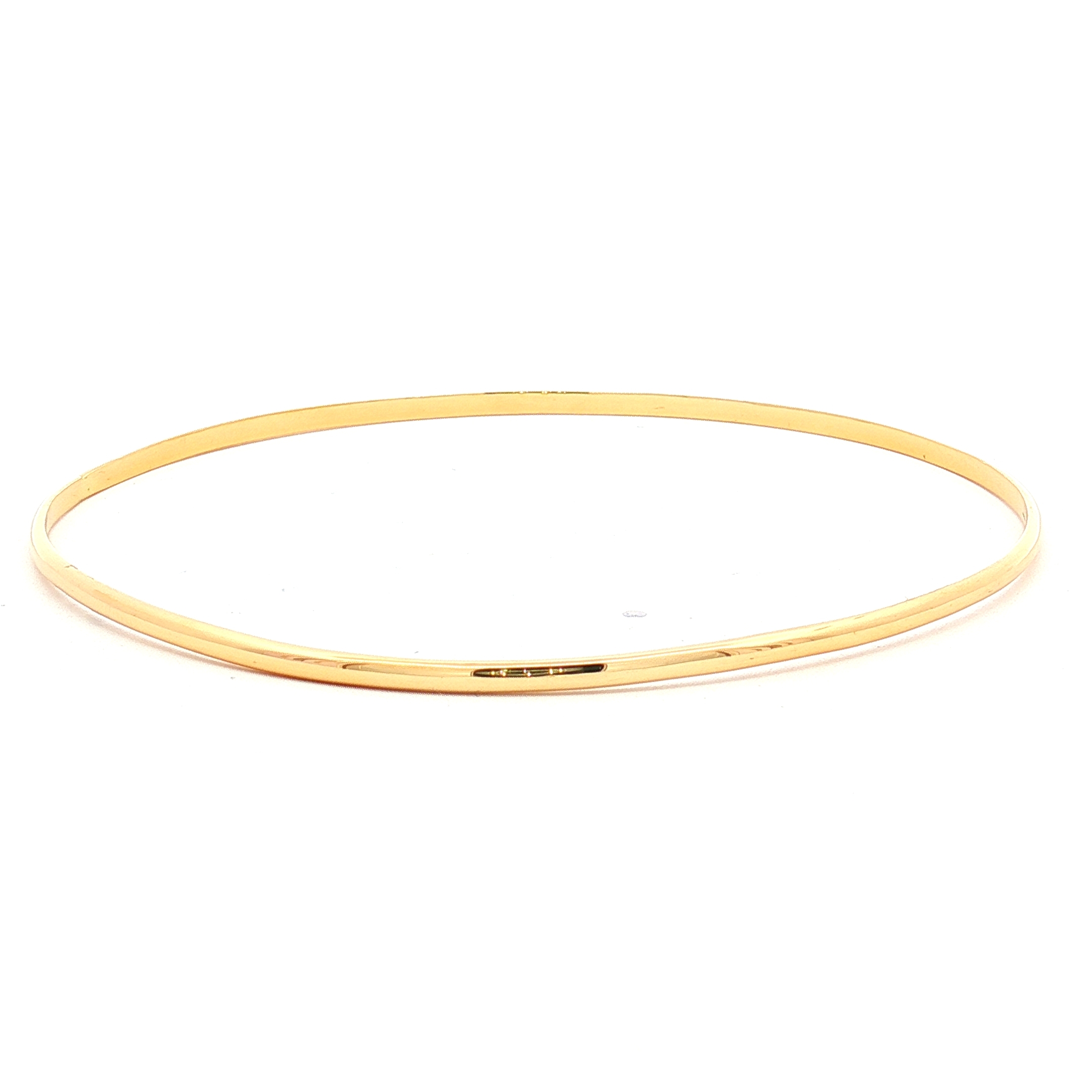 14K Yellow Gold Polished Bangle, Size Medium (55–57mm Inner Diameter)