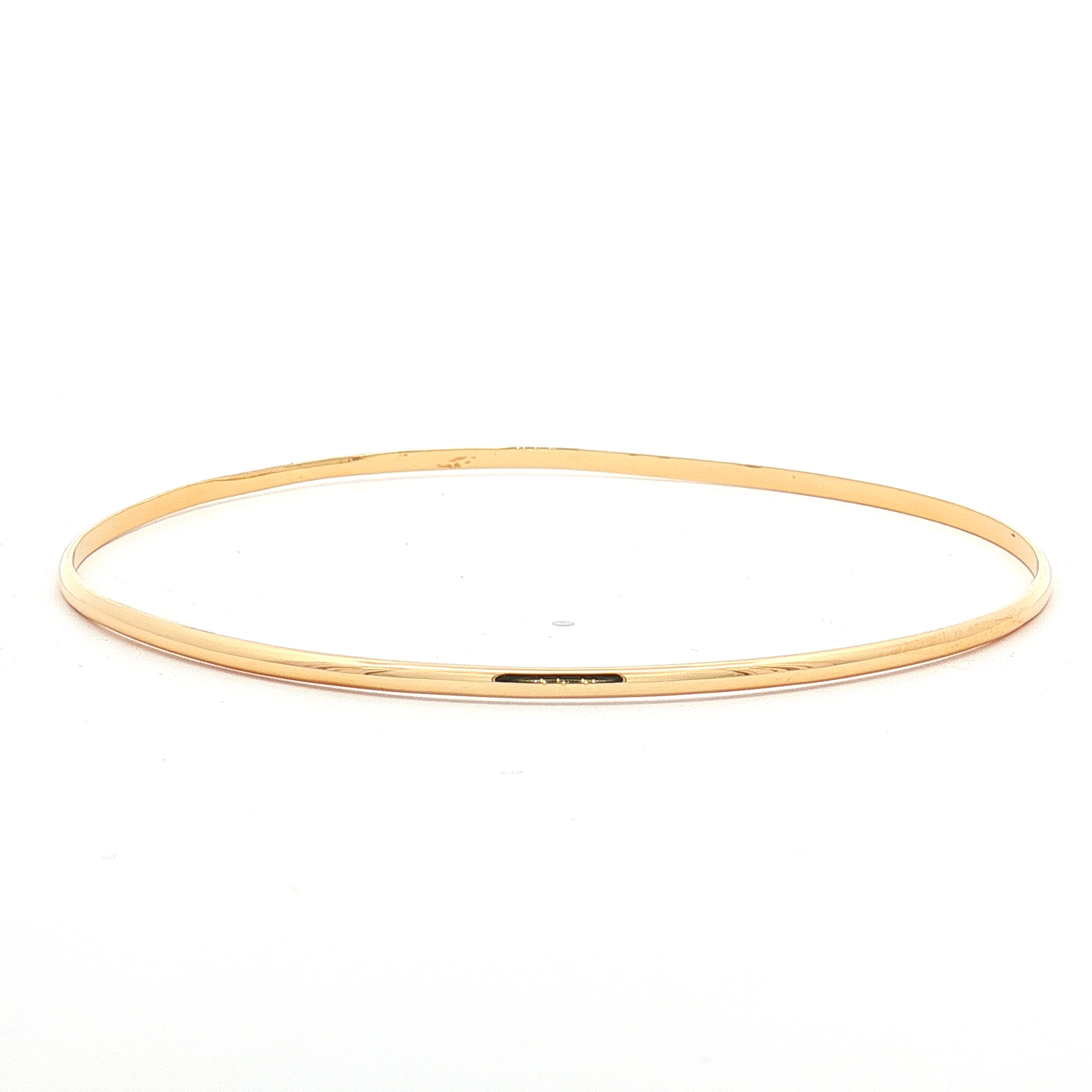 14K Yellow Gold Polished Bangle, Size Medium–Large (60–62mm Inner Diameter)