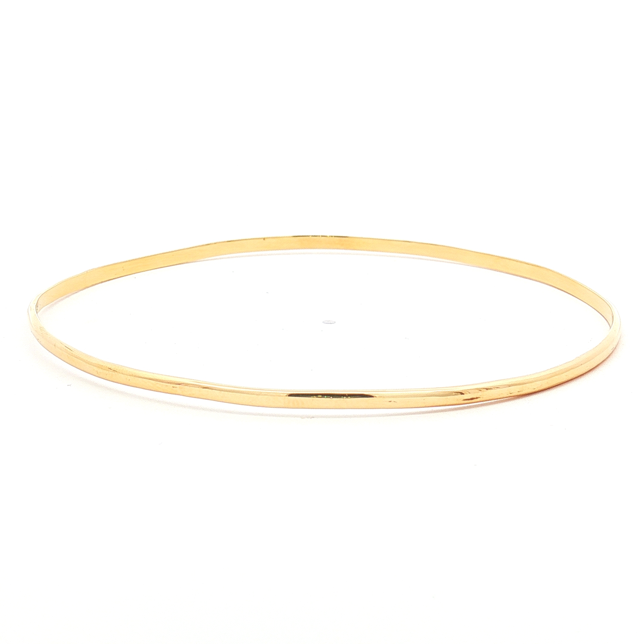 14K Yellow Gold Polished Bangle, Size Small (50–52mm Inner Diameter)