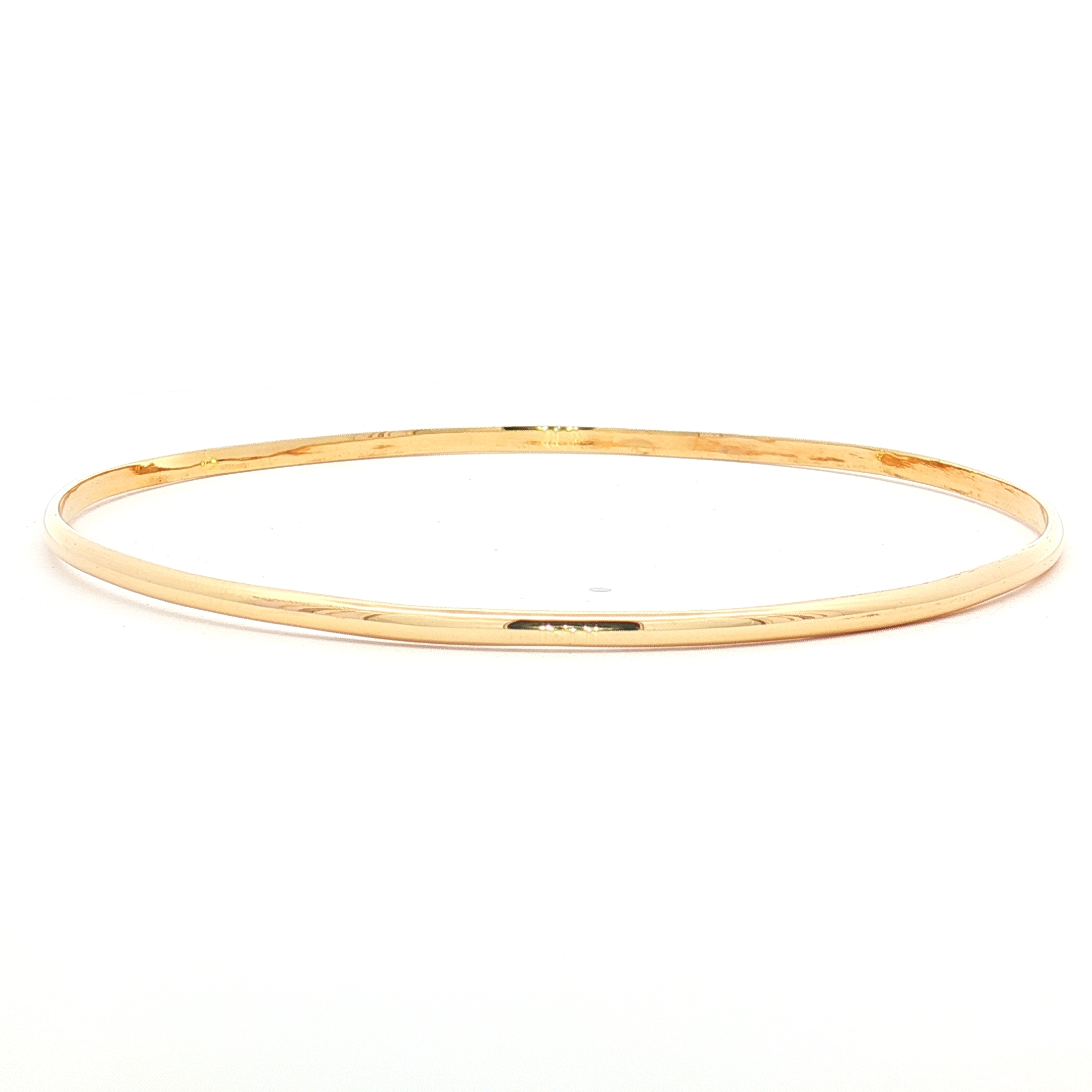 14K Yellow Gold Polished Bangle, Size X-Large (66–68mm Inner Diameter)