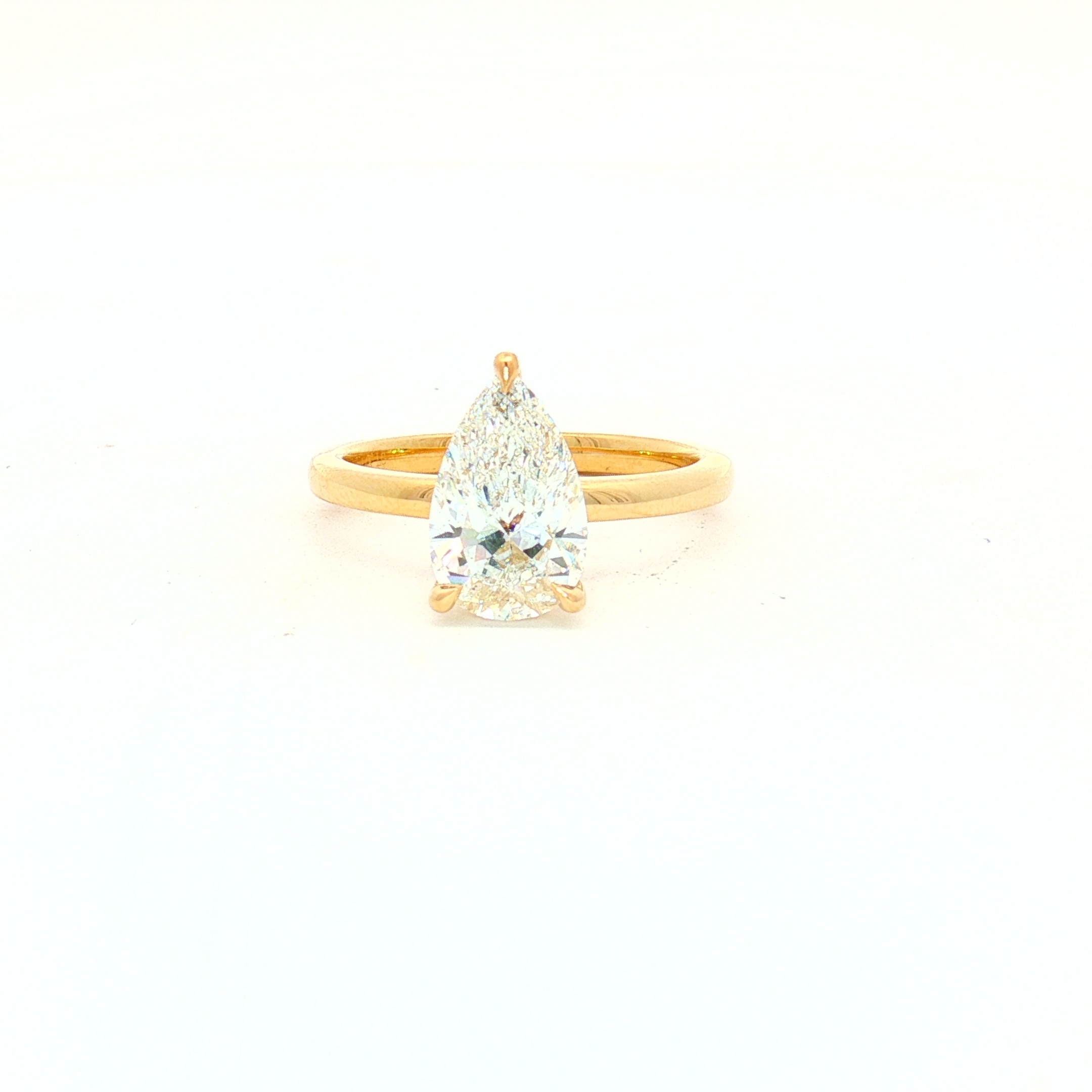14K Yellow Gold Solitaire Ring With 2.04ct LGD Pear Cut, Size 7