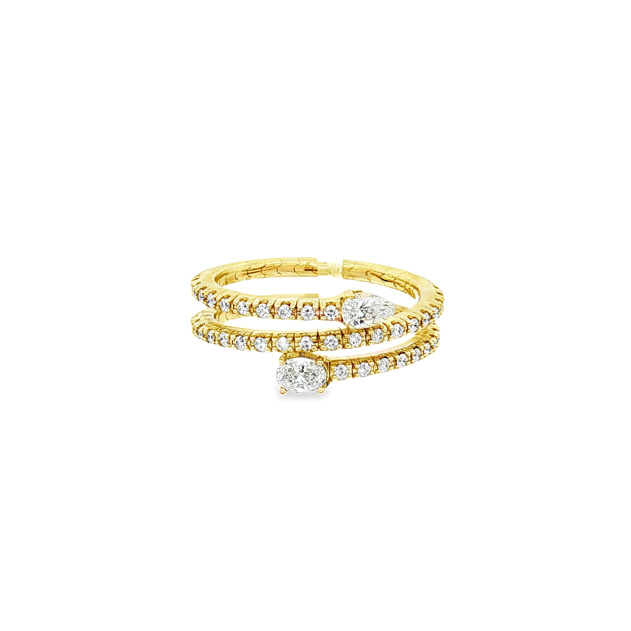 14K Yellow Gold Spiral Ring with 0.50ct Natural Diamonds, Size 6.5