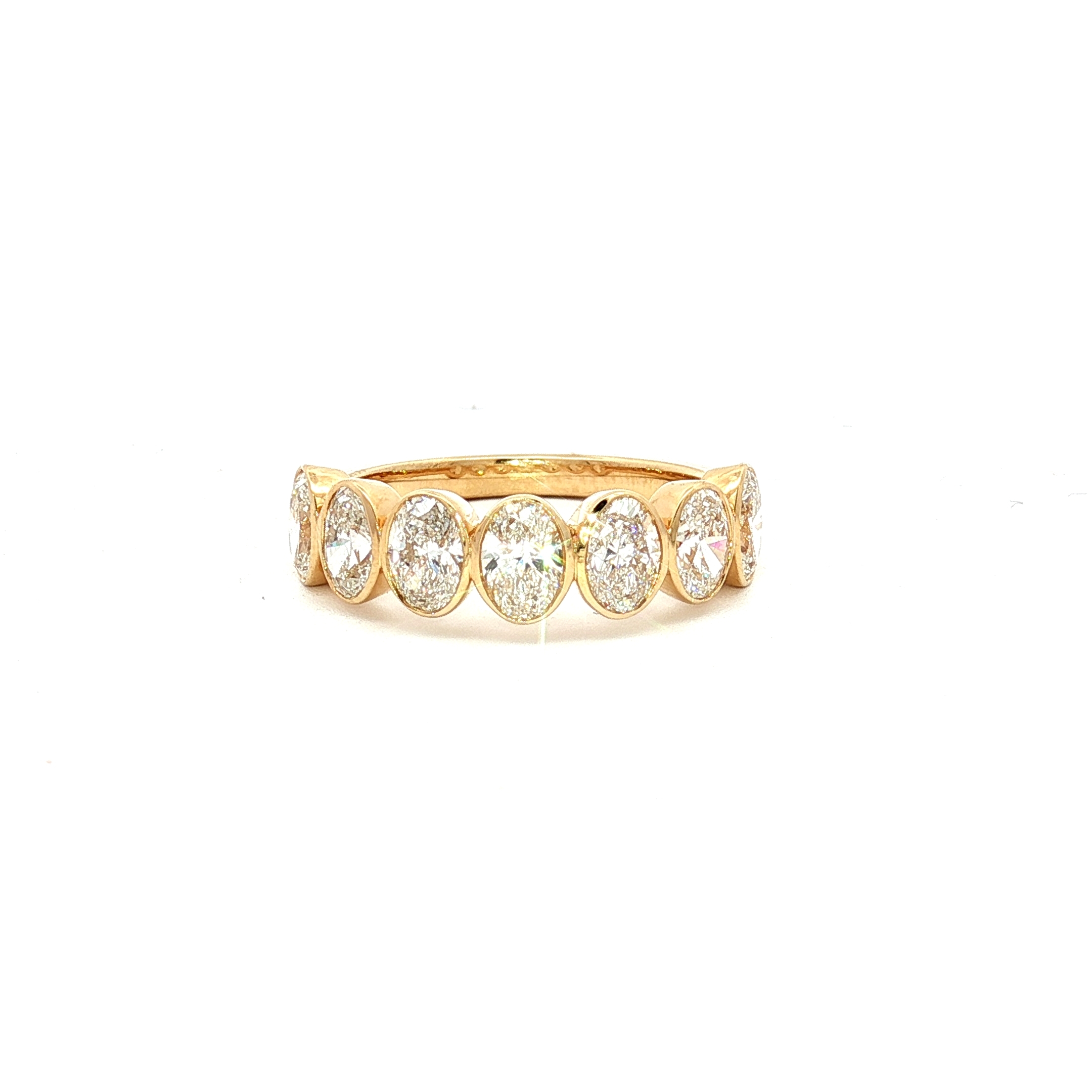 14K Yellow Gold Wedding Band with 1.74ct Oval-Cut Bezel-Set Natural Diamonds, Size 6