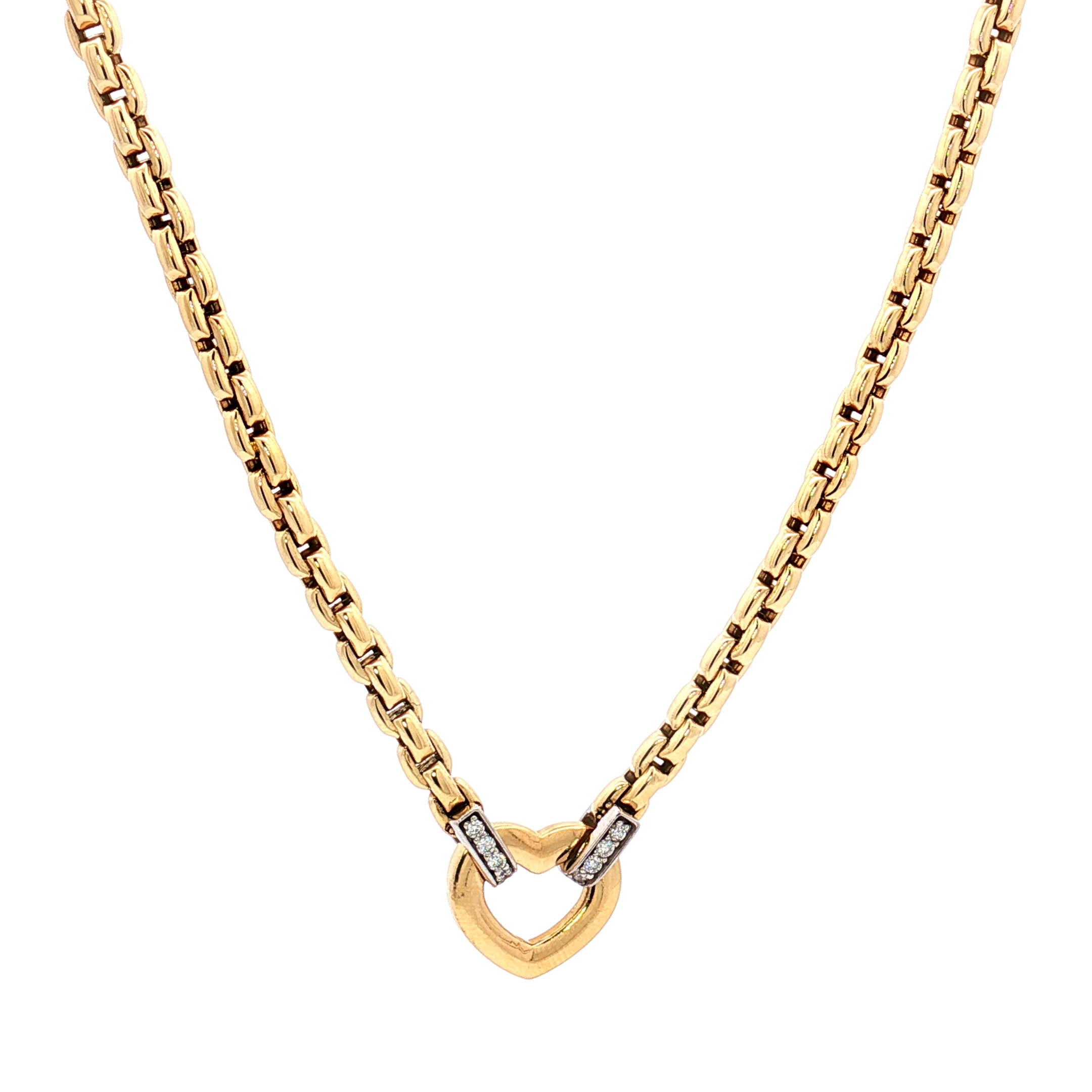 14K Yellow & White Gold Heart Pendant Necklace with 0.08ct Natural Diamonds, 17