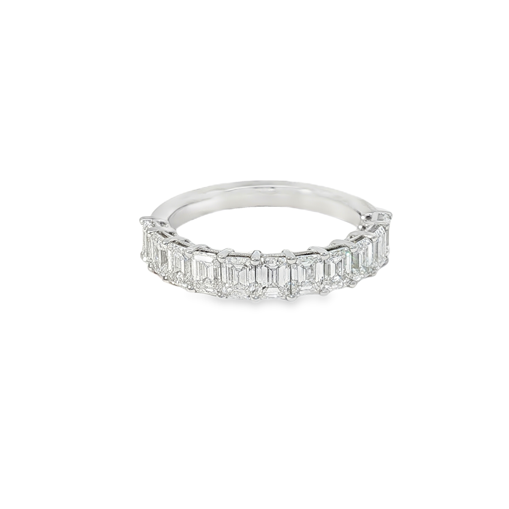 14 Karat White Gold Anniversary Band With 2.00ct Emerald-cut Lab-Grown Diamonds, Size 7
