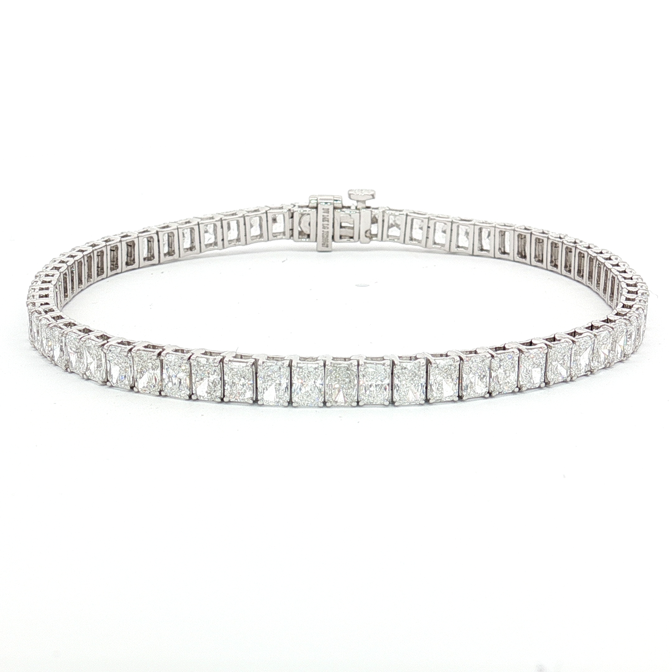 14k White Gold Tennis Bracelet With 8.39ct Emerald-cut Lab-Grown Diamonds, 7.25