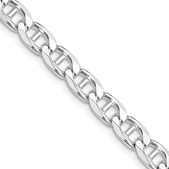 925 Sterling Silver Rhodium-Plated 6.5mm D/C Flat Anchor Curb Chain 24 Inch 