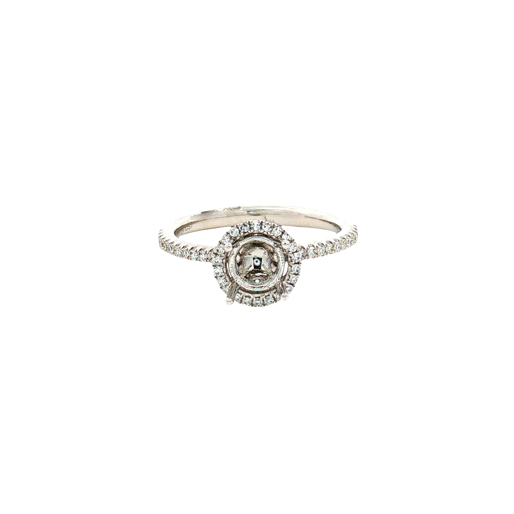 950 Platinum Halo Solitaire Engagement Semi-Mount Ring with 0.29ct Diamonds, Size 7