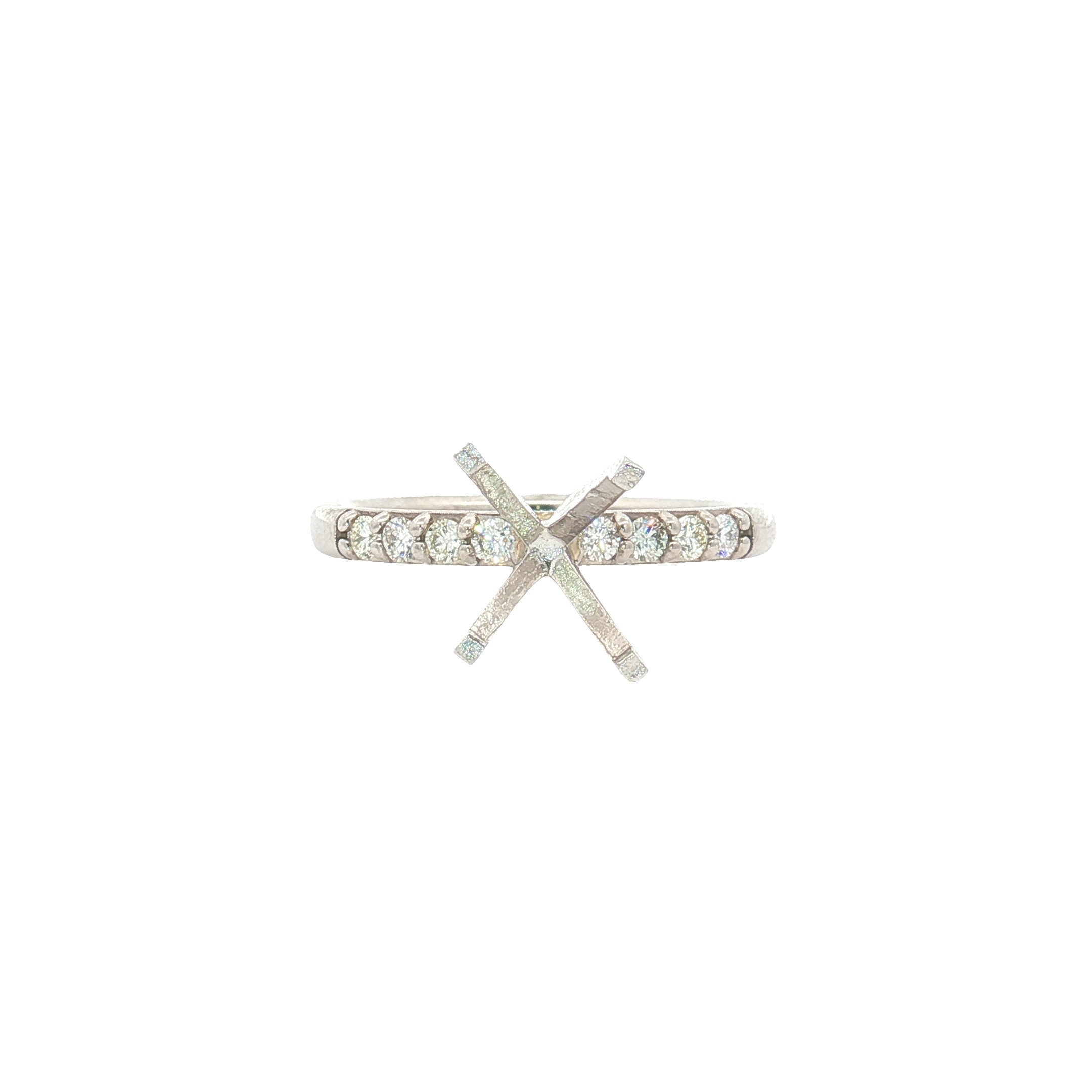 950 Platinum Semi-Mount Engagement Ring with 0.25ct Diamonds, Size 7 - Fits Round Oval Cut Diamond