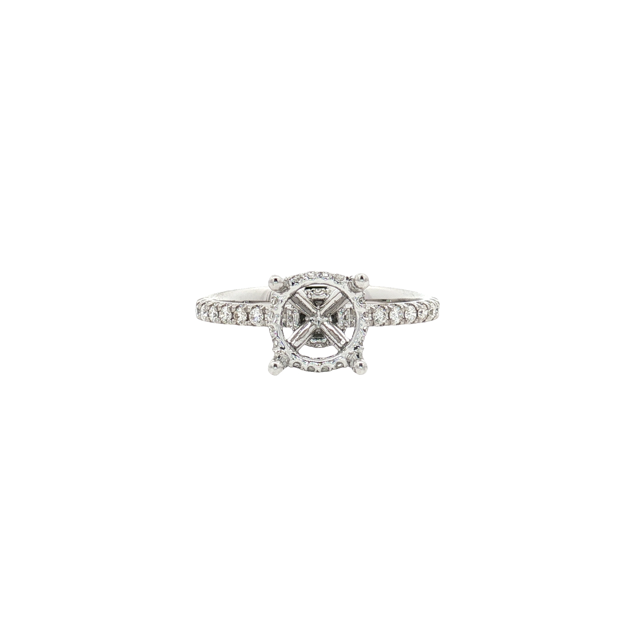 950 Platinum Semi-Mount Hidden Halo Engagement Ring with 0.31ct Diamonds, Size 7 - Fits Round Cut Diamond