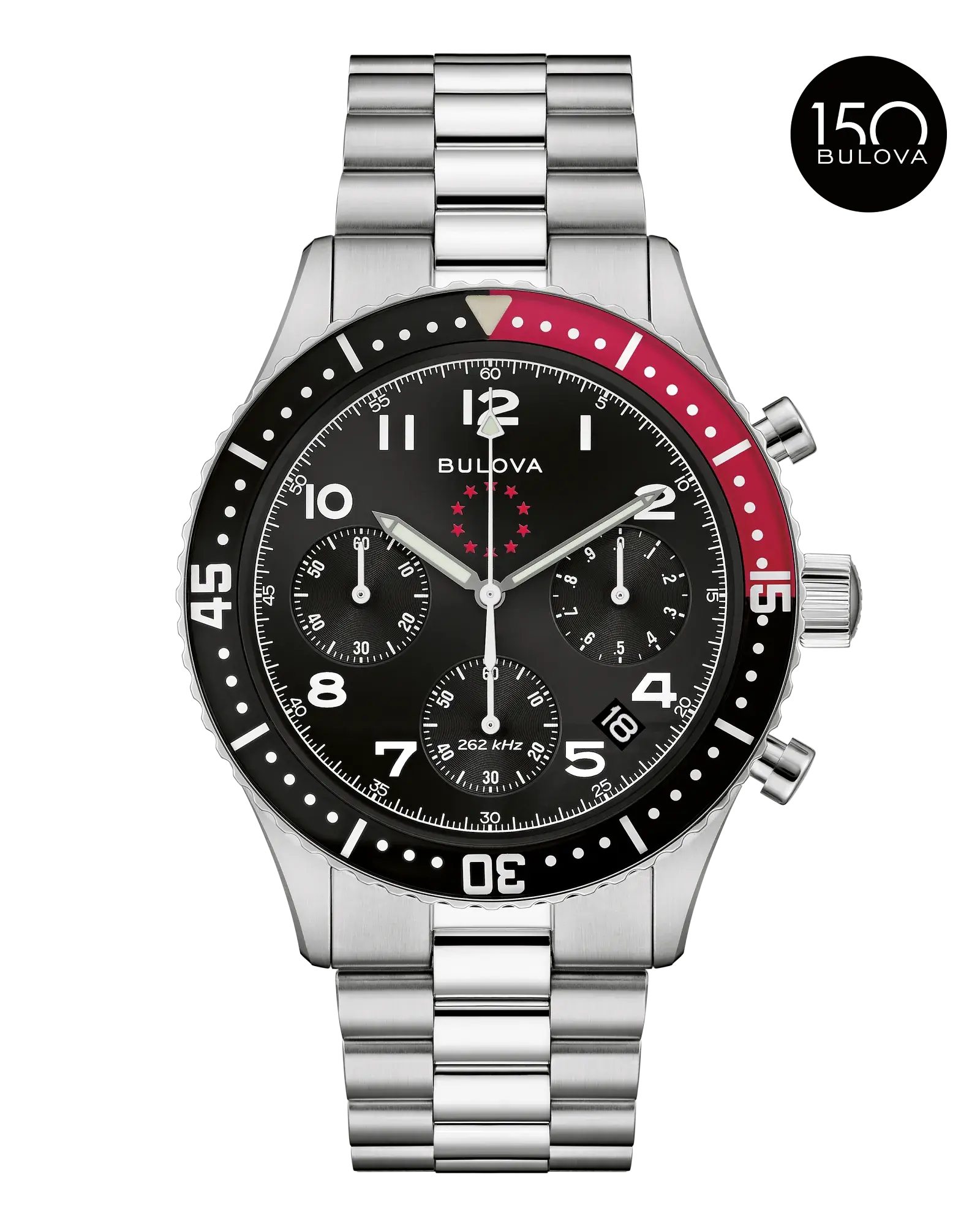 Bulova Black Dial Stainless Steel Bracelet Marine Star Heritage, 42.85mm, Chronograph, 98B451.