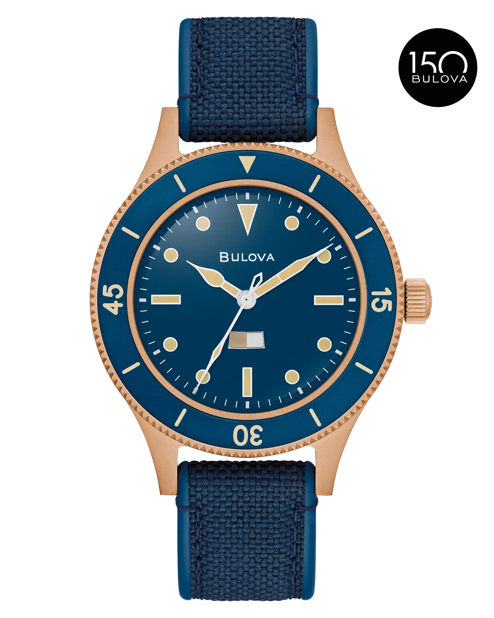 Bulova Blue Dial Cordura® + HNBR STRAP MIL SHIPS, 41mm, 98A325.
