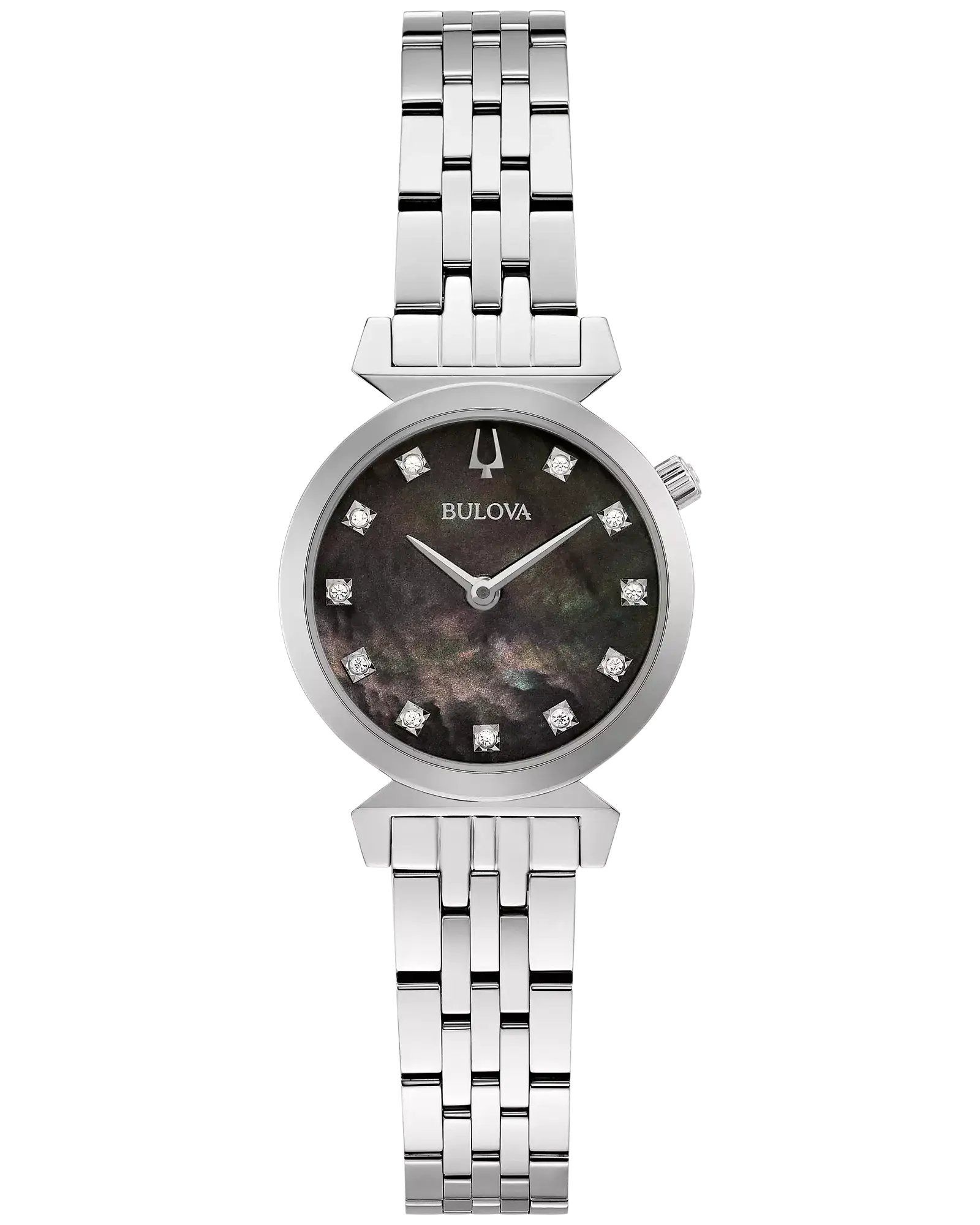 Bulova Women's 24mm Regatta Mother of Pearl Black  Dial with Diamond Accents 