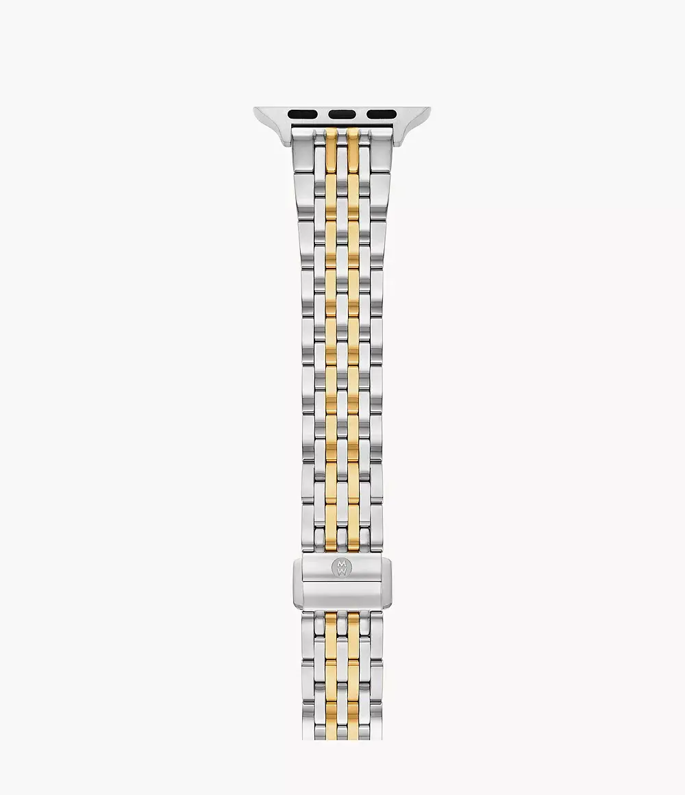 Tapered Seven Link Two-Tone 18K Gold Plated Stainless Steel Bracelet Band for Apple Watch® 38/40/41/42 mm and 42/44/45/46/49mm