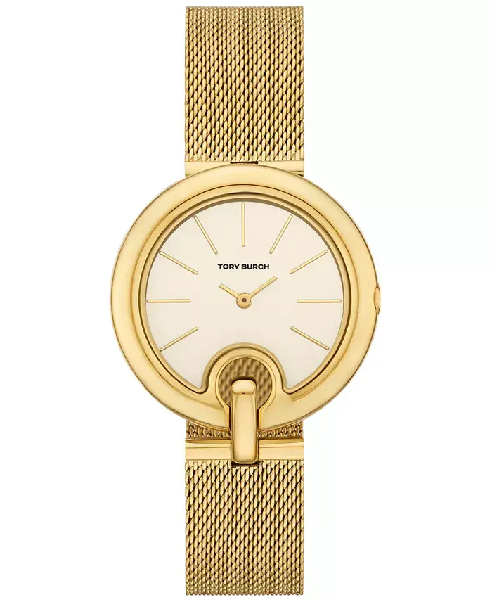 Tory Burch Women's The Pierced Gold-Tone Stainless Steel Mesh Bracelet Watch 36mm