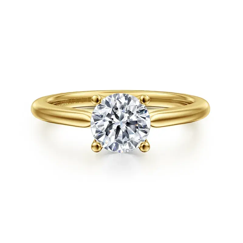  Anushka - 14K Yellow Gold Round Solitaire Diamond Engagement Ring