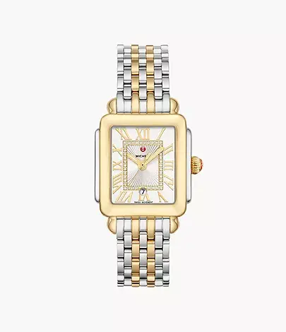  MICHELE Deco Madison Mid Two-Tone 18K Gold-Plated Diamond Dial Watch, 31mm- MWW060000013