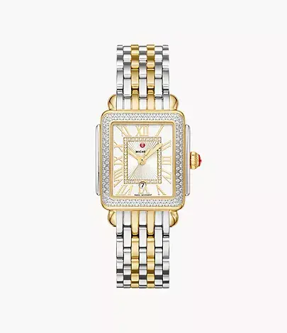  MICHELE Deco Madison Mid Two-Tone 18K Gold-Plated Diamond Watch,  29mm x31mm- MWW06G000002 
