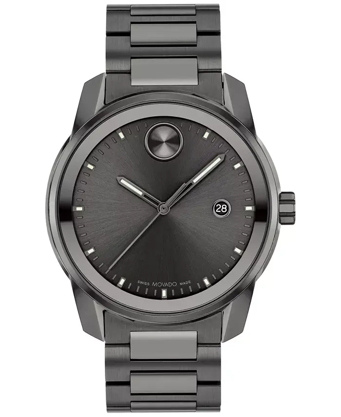   Movado Men's Swiss Bold Verso Gunmetal Ion-Plated Steel Bracelet Watch 42mm- 3600736