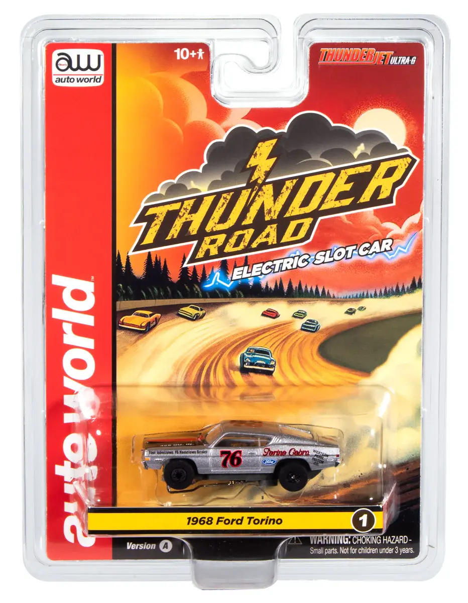 Auto World Thunder Road 07857 1968 Ford Torino Slot Car Silver