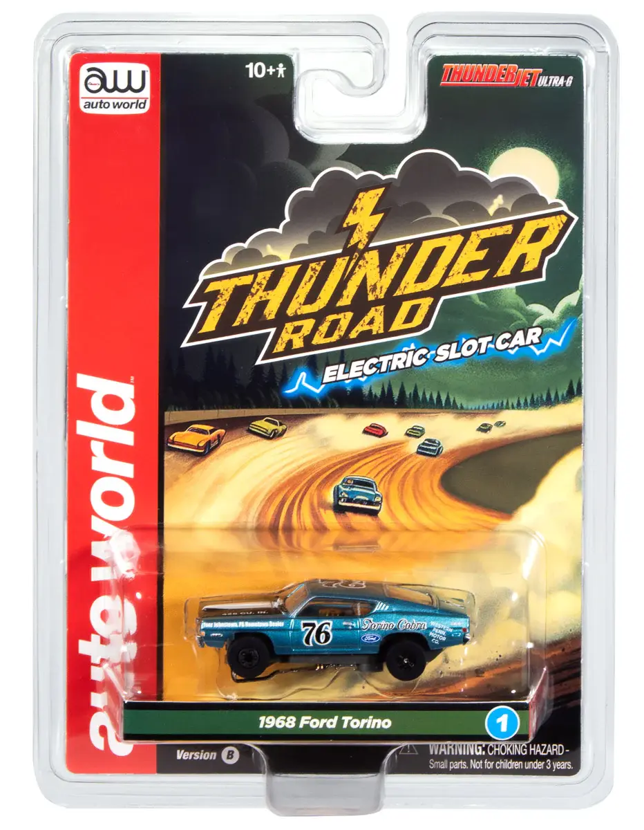 Auto World Thunder Road 07861 1968 Ford Torino Slot Car Blue