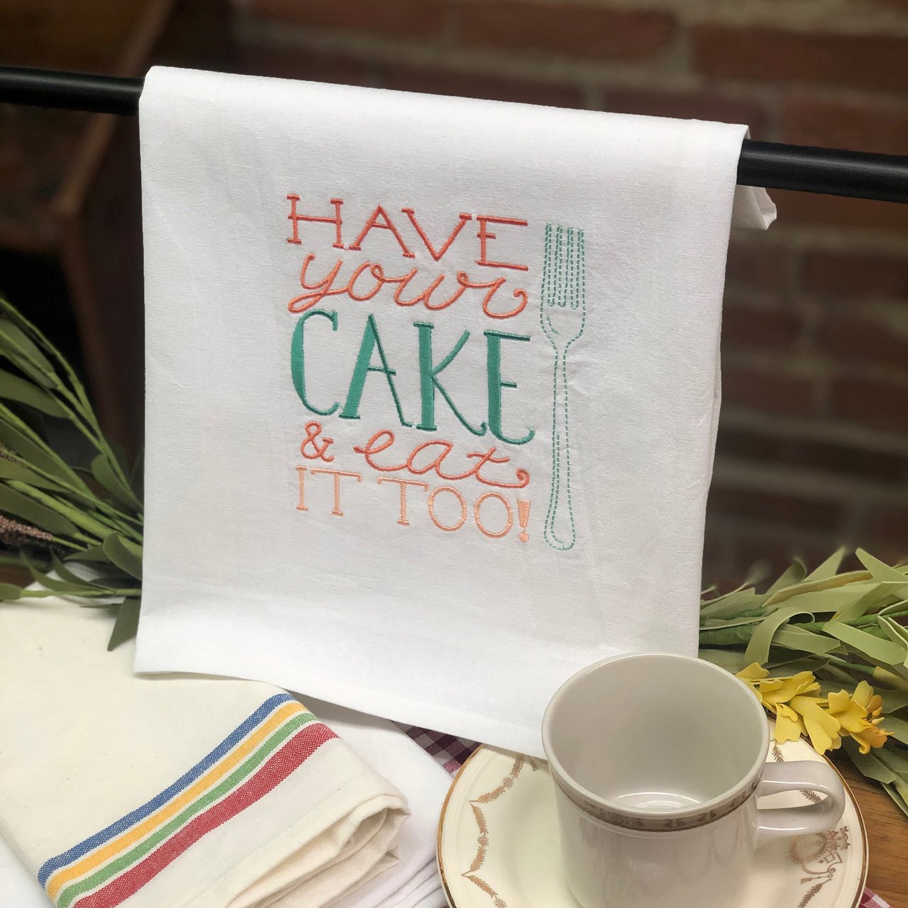 Aunt Martha's Embroidered Tea Towel Cake