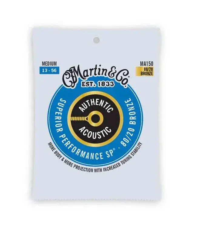 Martin MA150 Authentic Acoustic Superior Performance 80/20 Bronze Guitar Strings - .013-.056 Medium