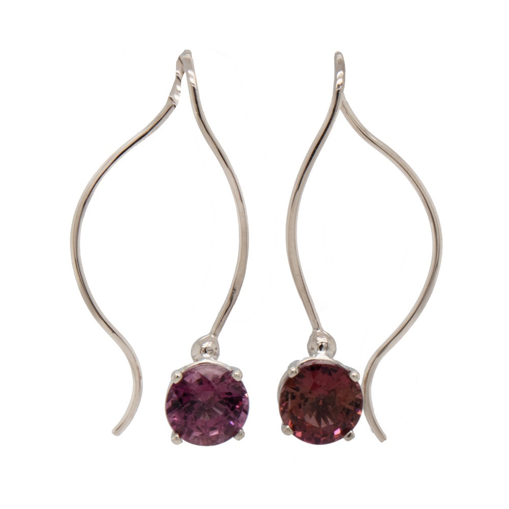 14KW 2.40ct tw pink/purple color shifting Tourmaline basket stud drop twist earrings made by Eric Fewox for JBG Legacy 