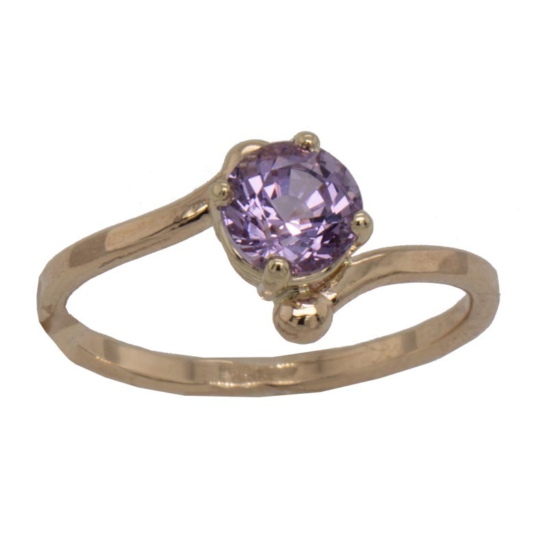 14KY 1ctw round faceted pink/purple Spinel bypass ring size 6 1/2 made by Eric Fewox for JBG Legacy