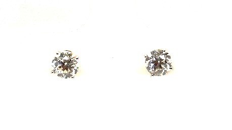 14K W 1.00ctw round faceted HI, SI3, 4 prong natural diamond stud earrings