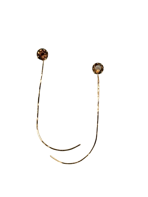 14K Y 1.95ctw color shift cocoa/peach/green tourmaline scroll basket slips style earrings made by Eric Fewox for JBG Legacy 