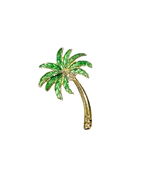 14K Y Gold Plated Sterling Silver 3 diamond coconuts Palm Tree pendant made by Nicole Barr.