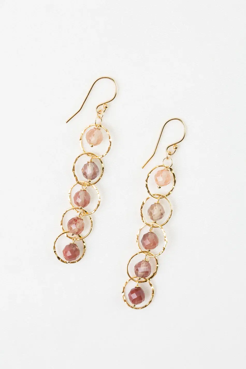 14K gold filled Andesine faceted Labradorite dangle french wire earrings made by Anne Vaughan