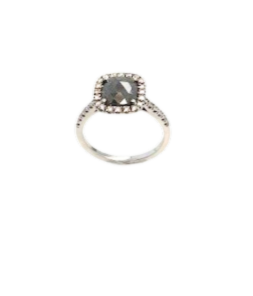 14k white 1.35ct salt & pepper diamond surrounded by 0.28ct tw diamonds ring