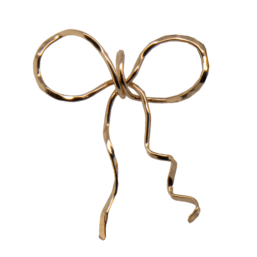 14k y 20 gauge Bow pendant made by Carol Kessler for JBG Legacy