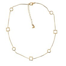 16 - 18 adj 18K gold plated Square/Circle necklace made by Sai Brazil 
