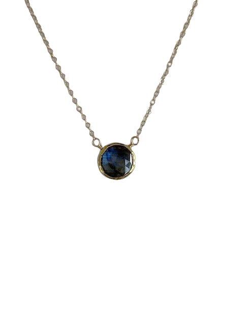16.5 - 18.5 14K gold filled bezel set Labradorite focal necklace made by Anne Vaughan 