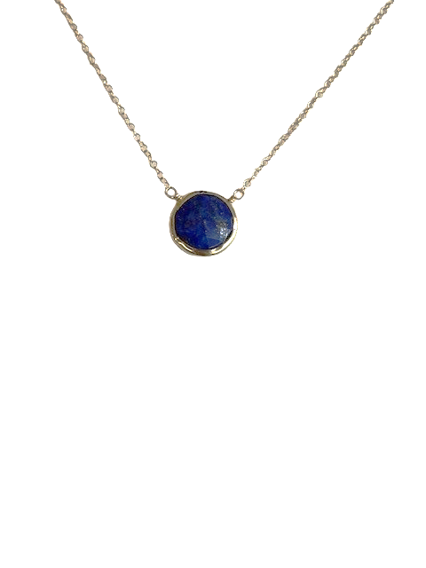 16.5 - 18.5 14K gold filled bezel set Lapis focal necklace made by Anne Vaughan 