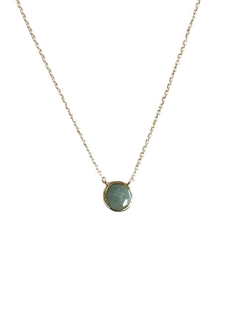 16.5 - 18.5 14K gold filled bezel set Aquamarine focal necklace made by Anne Vaughan 