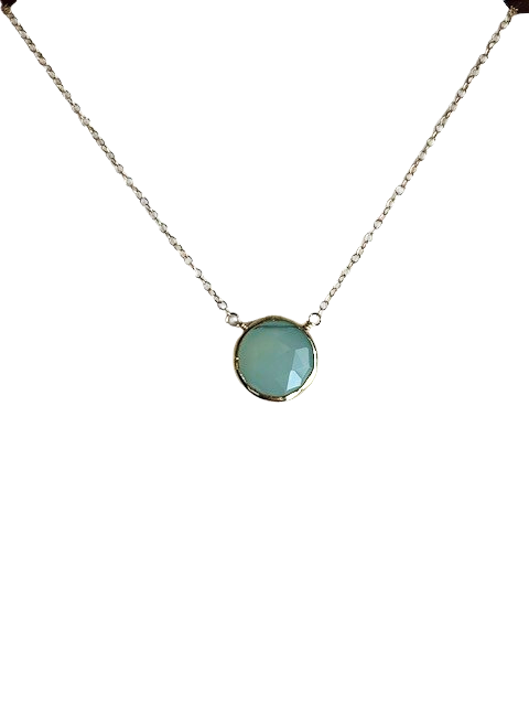 16.5 - 18.5 14K gold filled bezel set Chalcedony focal necklace made by Anne Vaughan 