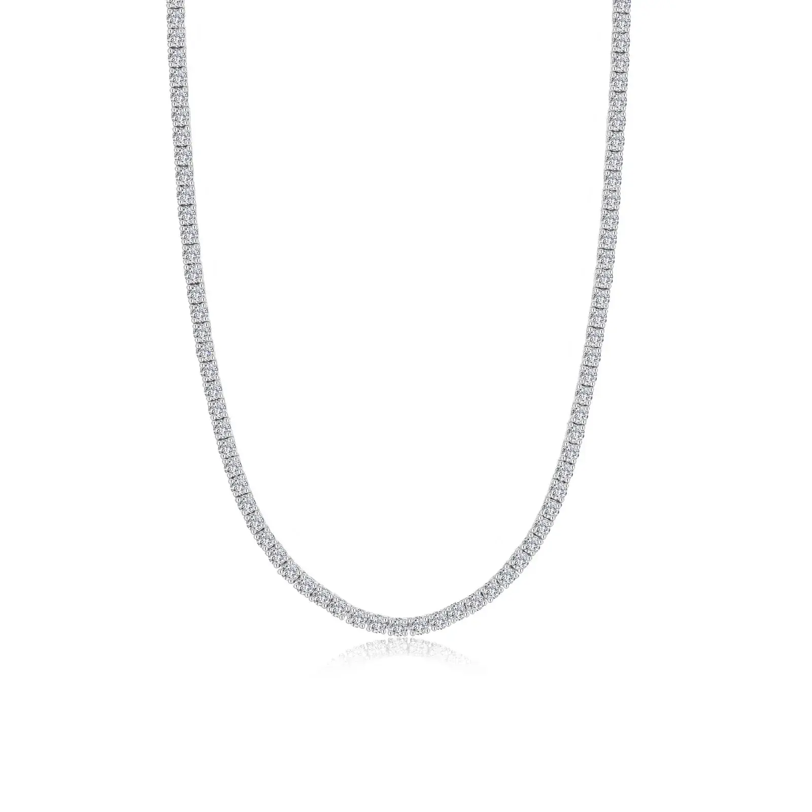 16 7.1ctw Platinum Sterling Silver slim silhouette tennis necklace made by Lafonn  