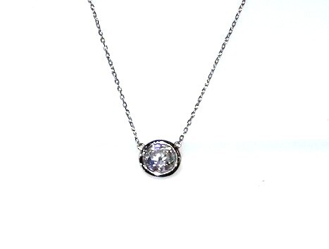 16 Platinum Sterling Silver 1.250ctw Lassaire diamond round faceted bezel set necklace by Lafonn 